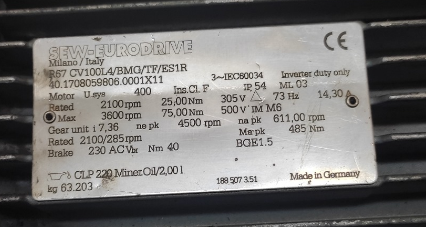 R67DR2L100L4/BE5/TF/EK8R Мотор-редуктор SEW EURODRIVE