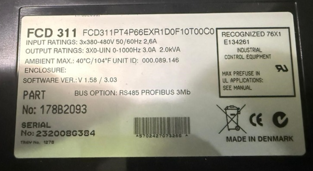 178B2093 Мотор FCD311PT4P66EXR1D0F10T00C0 Danfoss